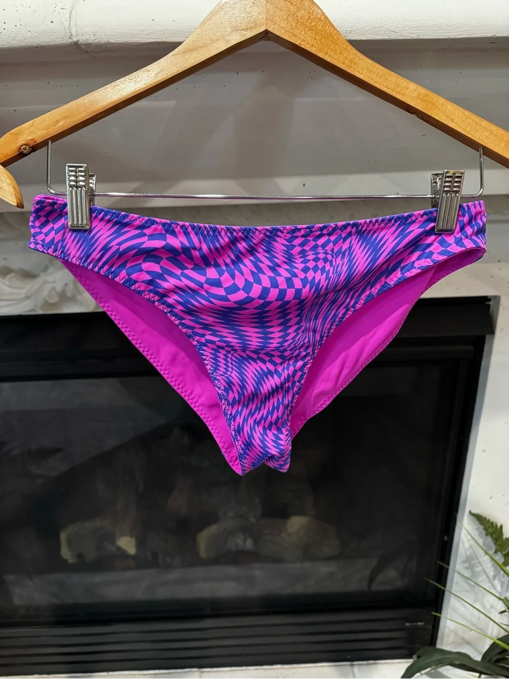 Fabletics Magenta & Violet Optical-Print Sport Reversible Bikini Set